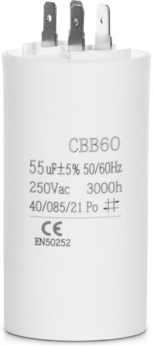 Condensador de apertura de puerta de garaje 55 MFD, compatible con LiftMaster 30B532 tipo antiguo, repuesto CBB60 de 250 V - Granatan