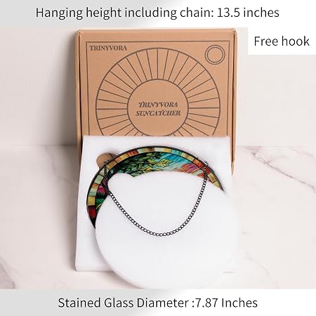 Adorno colgante de girasol tipo vitral para ventana - 7.87 in