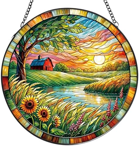 Adorno colgante de girasol tipo vitral para ventana - 7.87 in - TRINYVORA