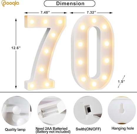 Números luminosos decorativos para cumpleaños - 12.6 in