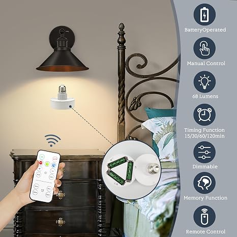 Set de apliques de pared inalámbricos a batería - 2 LED