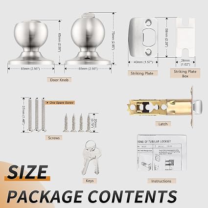 Set de pomos de puerta con cerradura y llave - paquete de 4