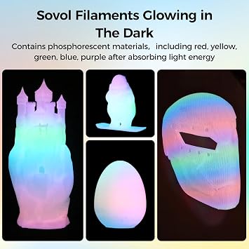 Filamento multicolor en gradiente, brilla en la oscuridad, para impresora 3D