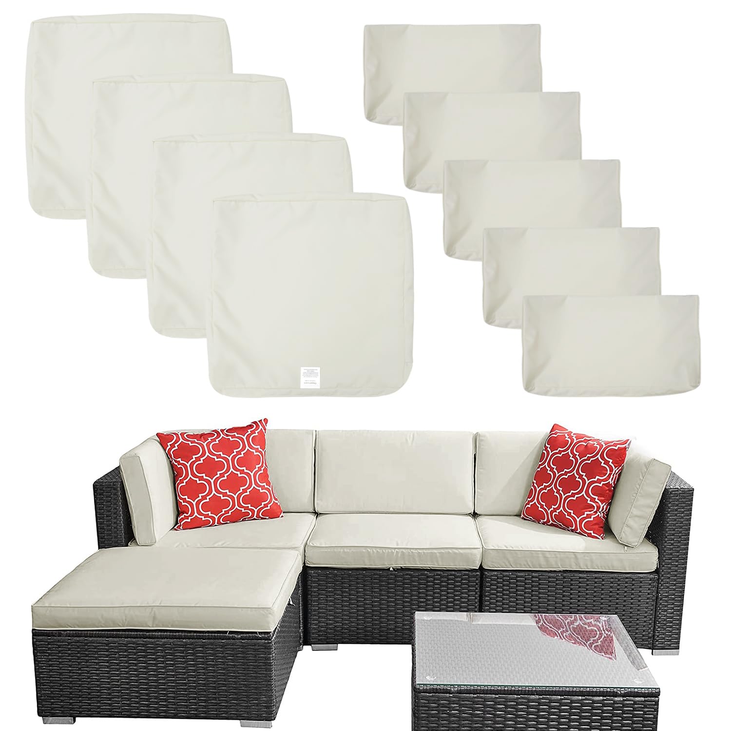 Set de fundas para cojines de muebles de patio - paquete de 9 - ClawsCover