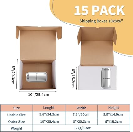 Juego de 15 cajas de envío blancas - 10x8x6 inches