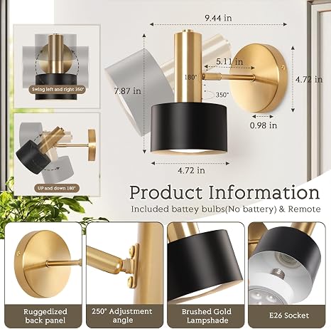 Set de apliques de pared inalámbricos a batería