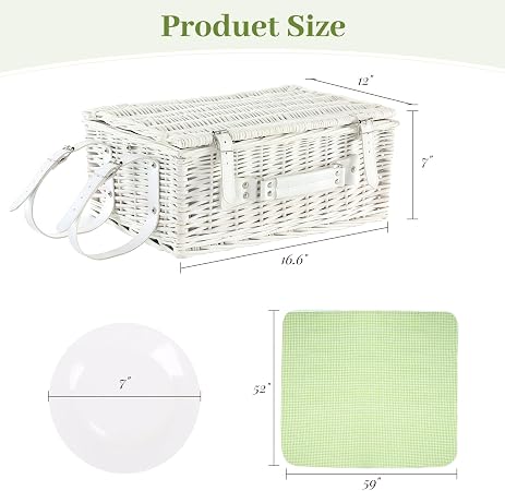 Canasta de picnic de mimbre con accesorios - 25lbs