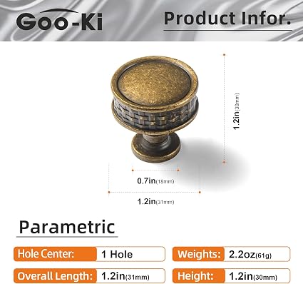 Set de pomos decorativos para gabinetes - paquete de 6