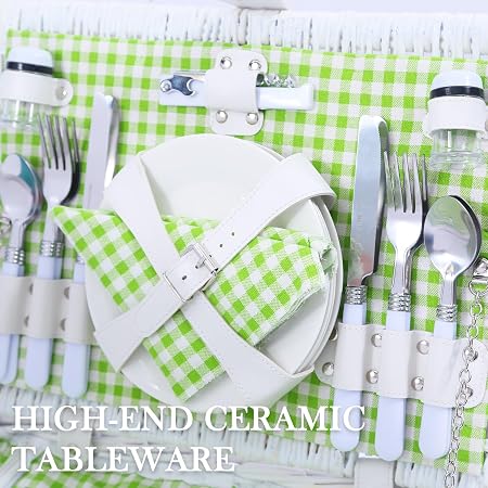 Canasta de picnic de mimbre con accesorios - 25lbs