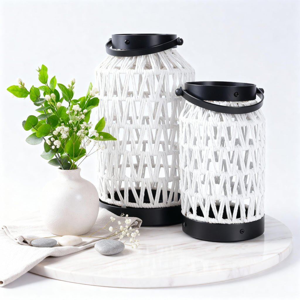 Linternas decorativas de ratán estilo bohemio - BYGIXU