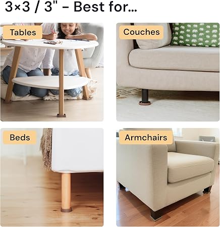 Almohadillas antideslizantes para patas de muebles - 3x3 in