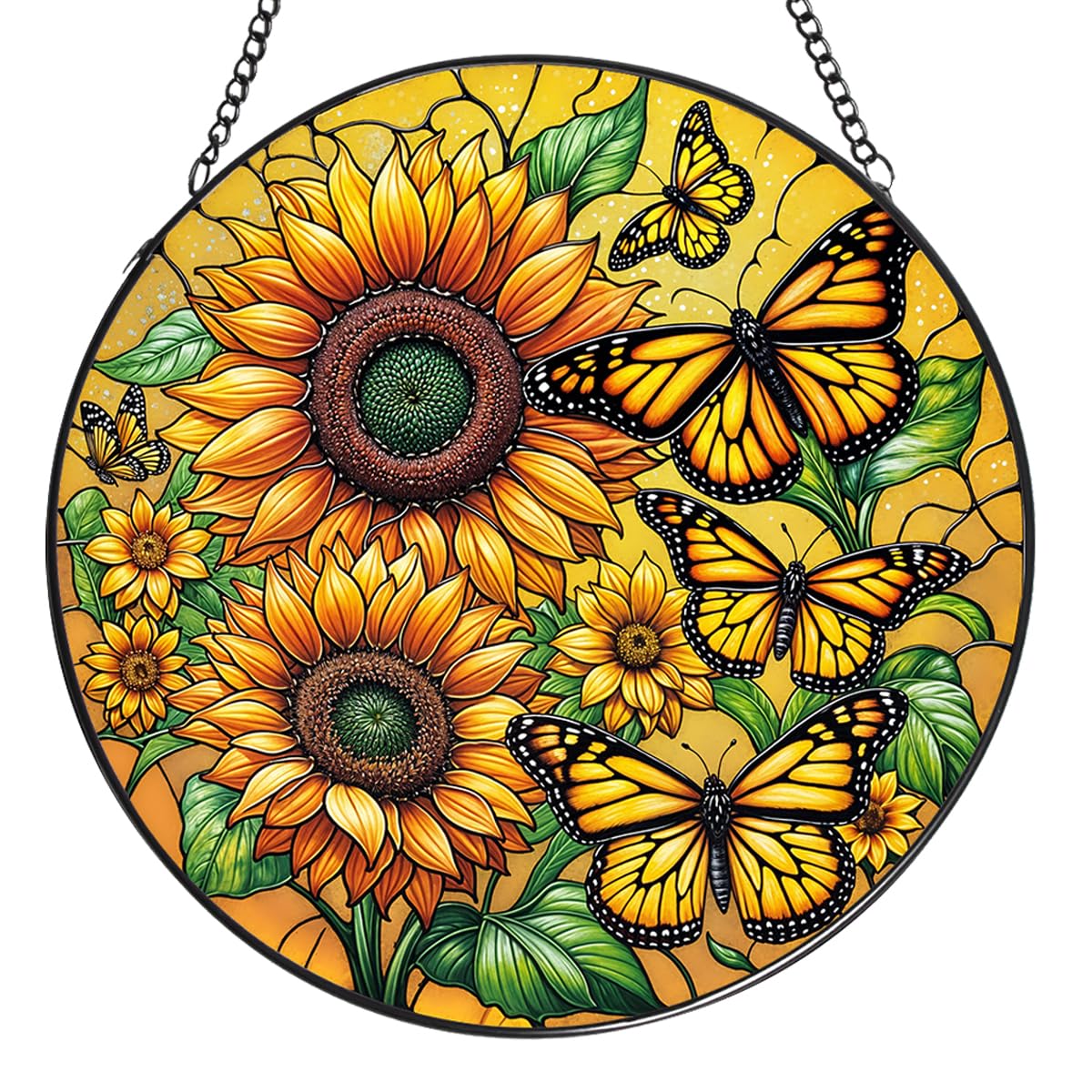 Adorno colgante de girasol tipo vitral para ventana - 7.87 in - TRINYVORA