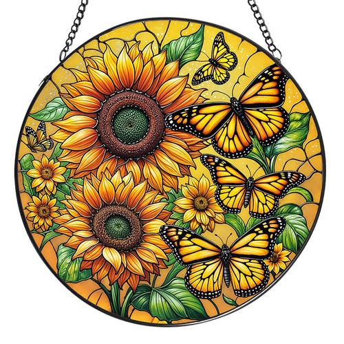 Adorno colgante de girasol tipo vitral para ventana - 7.87 in - TRINYVORA