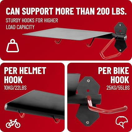 Soporte de pared para bicicleta con repisa