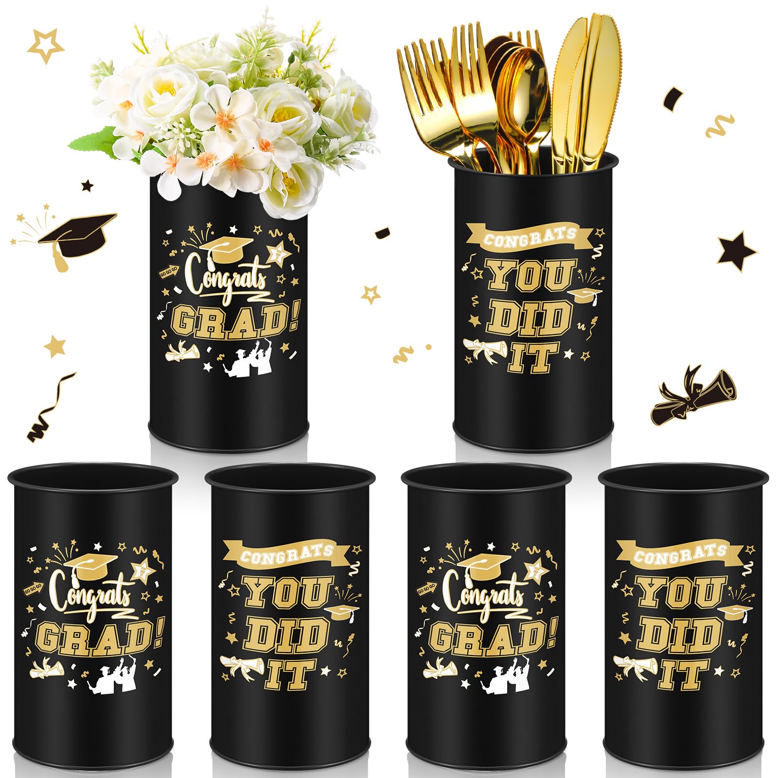 Set de floreros metálicos decorativos para centro de mesa - 6 piezas - Domensi