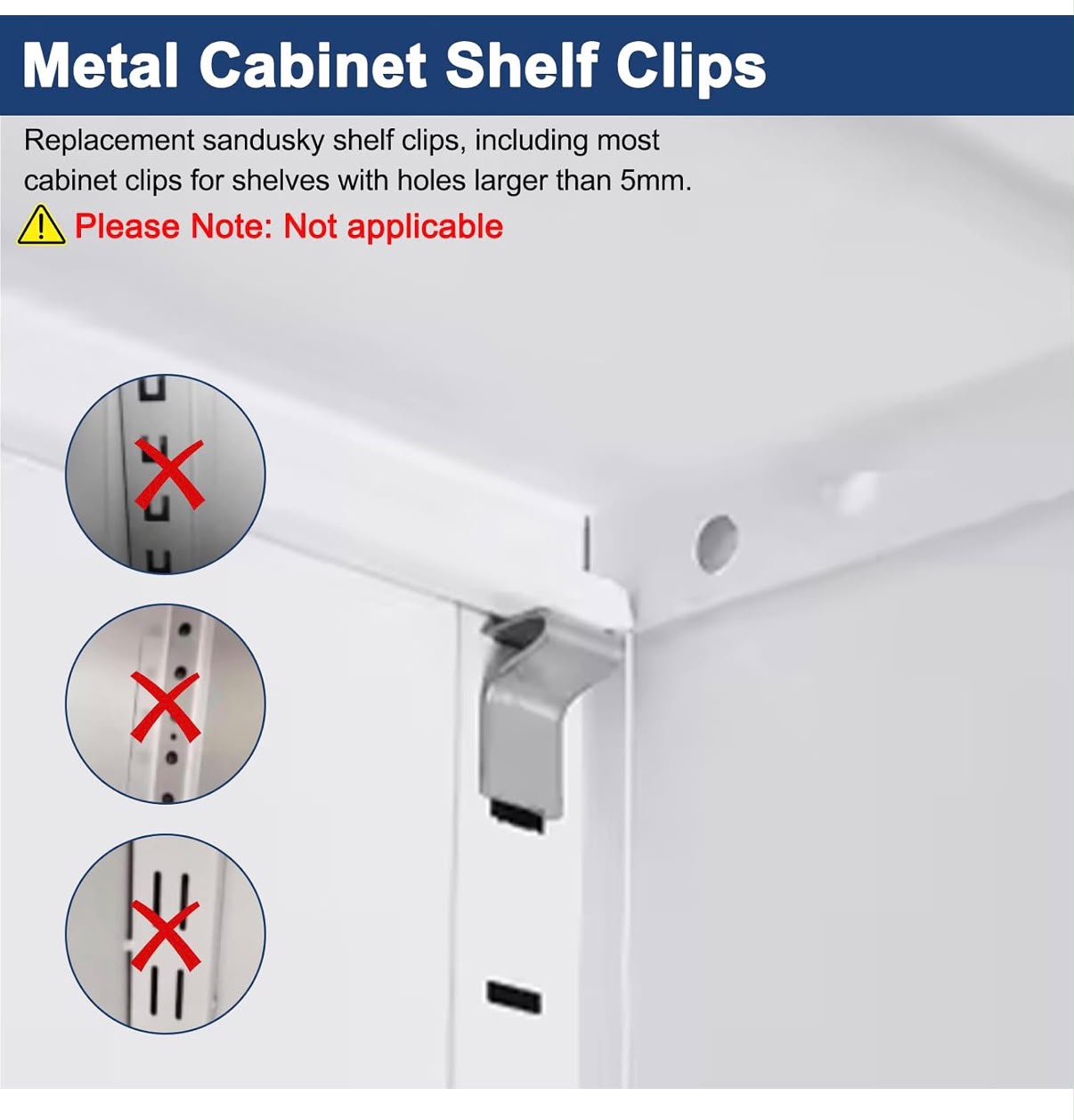 Clips metálicos para repisas ajustables - 10 piezas