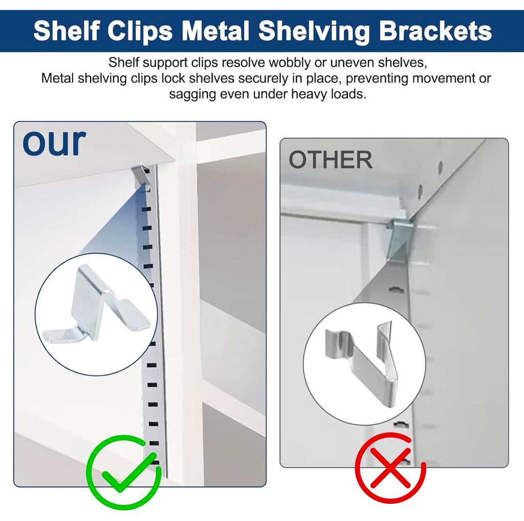 Clips metálicos para repisas ajustables - 10 piezas