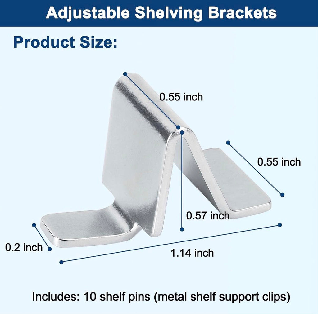 Clips metálicos para repisas ajustables - 10 piezas