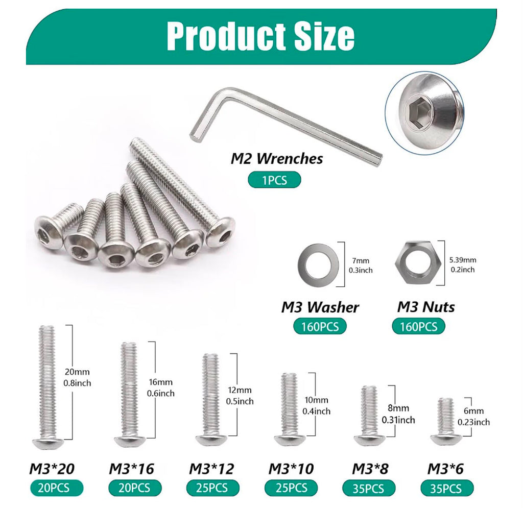 Kit de tornillos de acero inoxidable - 640 piezas